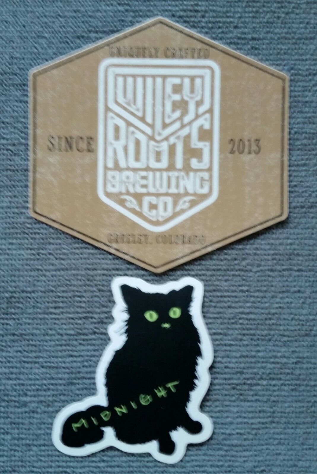 2 WILEY ROOTS BREWING STICKERS ~ 4' x 4