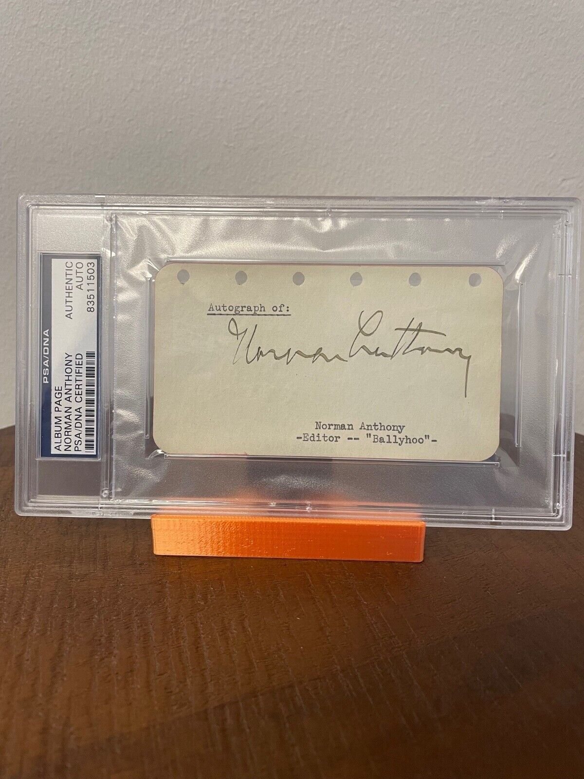 NORMAN ANTHONY - SIGNED AUTOGRAPHED ALBUM PAGE - PSA/DNA SLABBED & CERTIFIED