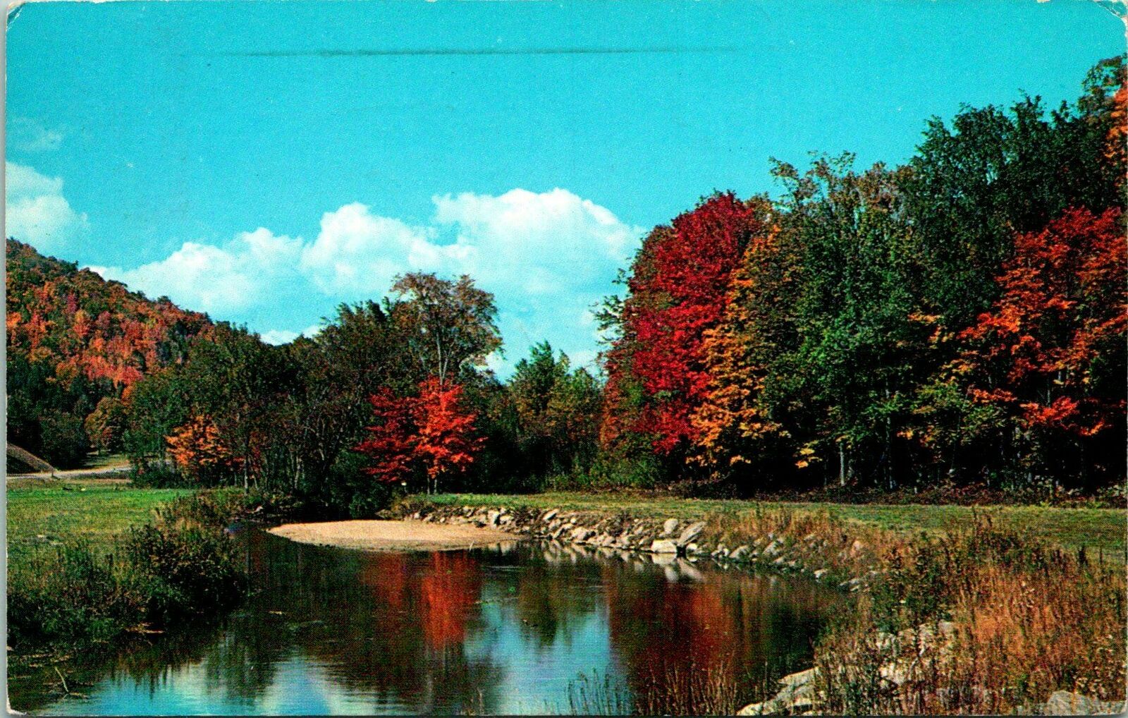 Jeffersonville NY Lake Autumn Postcard used (24866)