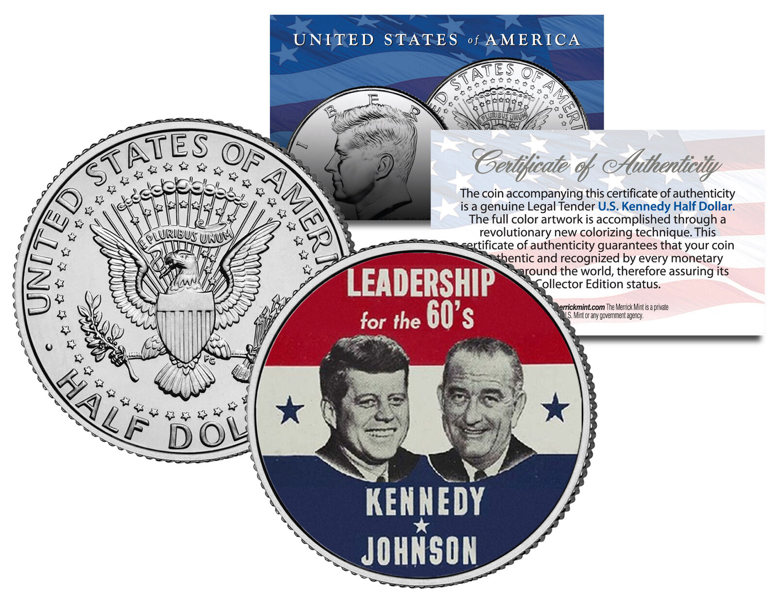 JOHN F KENNEDY & LYNDON B JOHNSON Presidential Campaign JFK Half Dollar US Coin