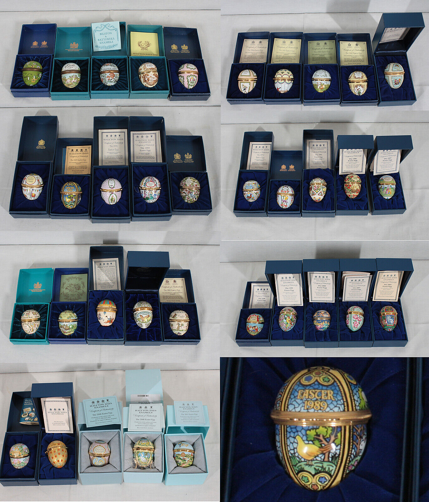 COLLECTION OF 37 HALCYON DAYS EASTER ANNUAL ENAMEL EGGS \