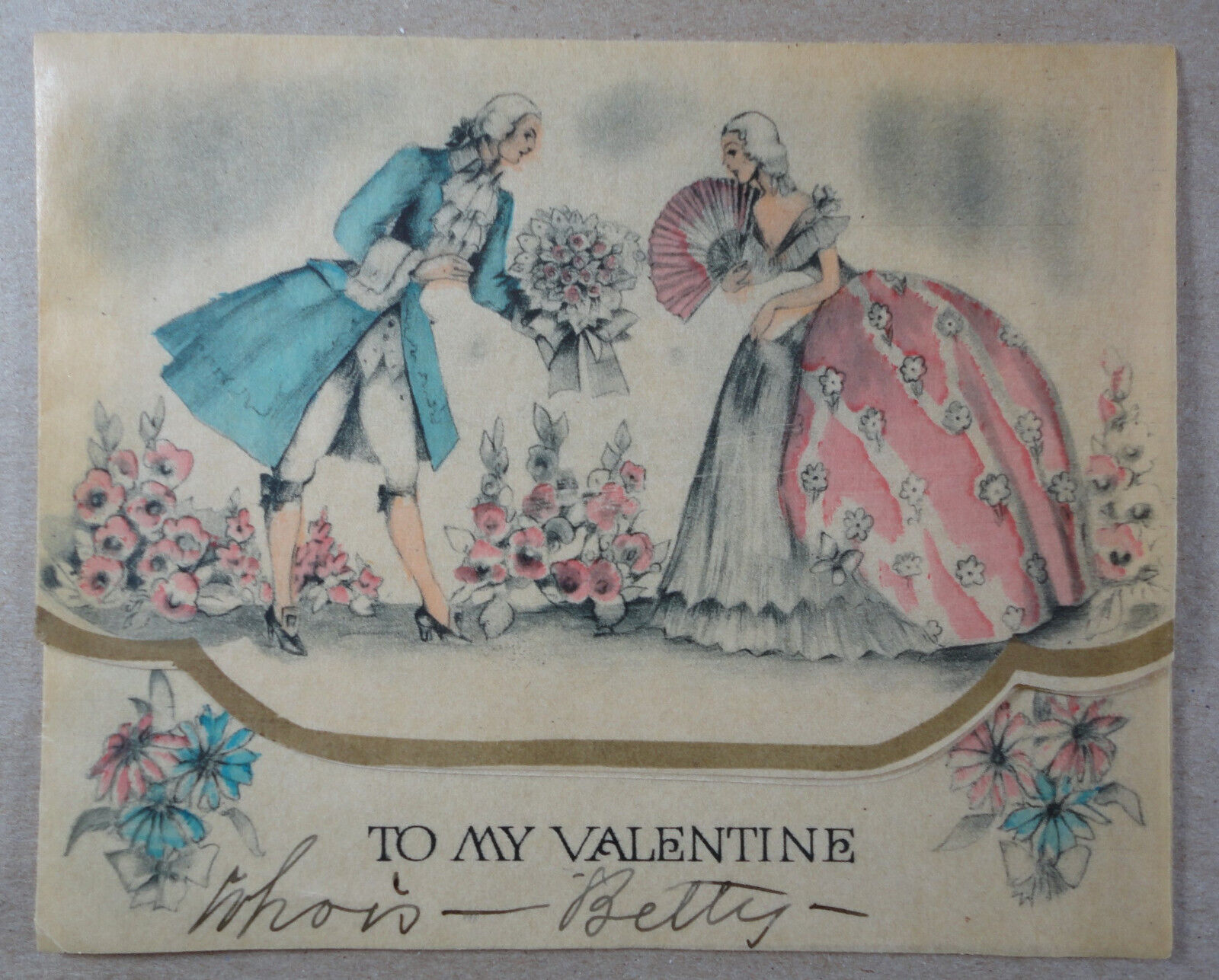 Vintage Victorian Style Valentine Card c1920s