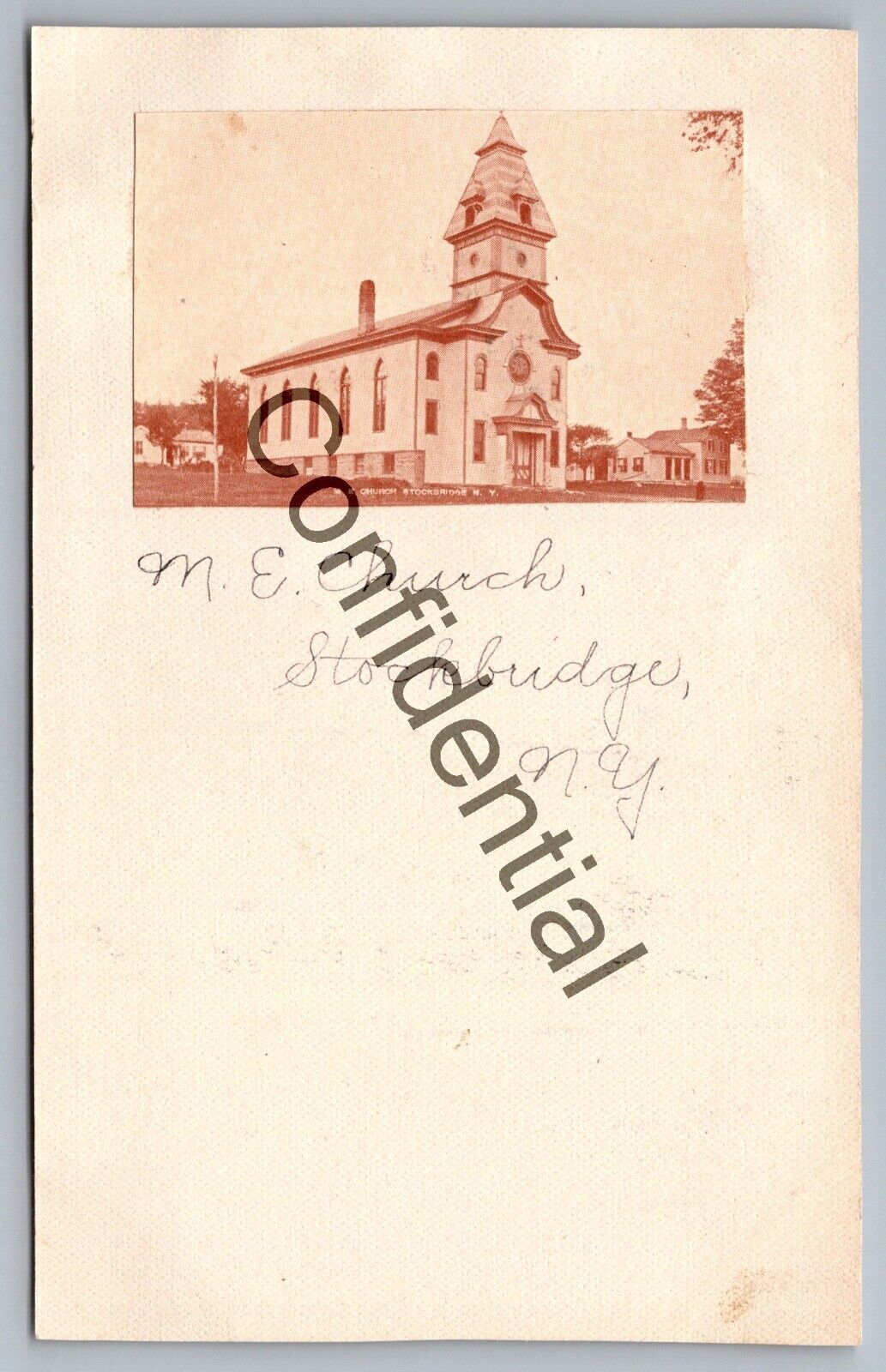 Handmade Postcard Of The ME Methodist Church At Stockbridge New York J267