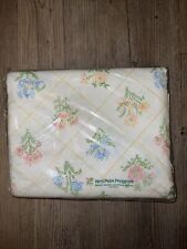 West Point Pepperell Full Flat Sheet No Iron Muslin Floral Diamond Vintage USA picture