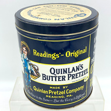 Vintage QUINLAN’S Butter Pretzel Tin Reading, PA Advertising Commemorative Can picture