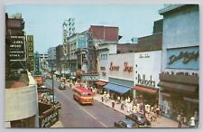 Granby Street Norfolk Virginia 1950s Postcard Bus People's Drug Store Loews picture