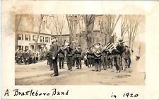 RPPC VERMONT A BRATTLEBORO BAND 1920 PARADE IN VERNON WINDHAM COUNTY VT D6 picture