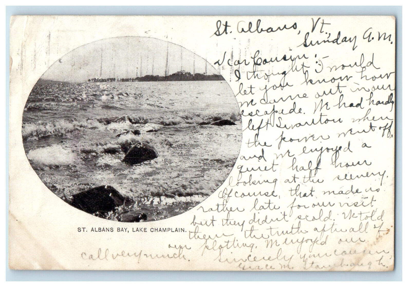 1905 St. Albans Bay Lake Champlain Vermont VT Swanton VT Antique PMC Postcard