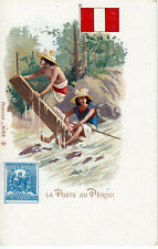 PERU 1910  COLOR POSTCARD WITH PRITED STAMP  VERY FINE picture