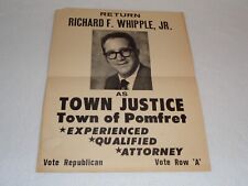 Richard F. Whipple Jr. Pomfret New York Town Justice Republican Vintage Poster picture