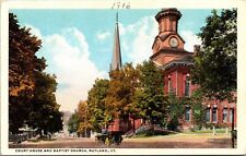Rutland Vermont Court House & Baptist Church Streetview WB Postcard picture