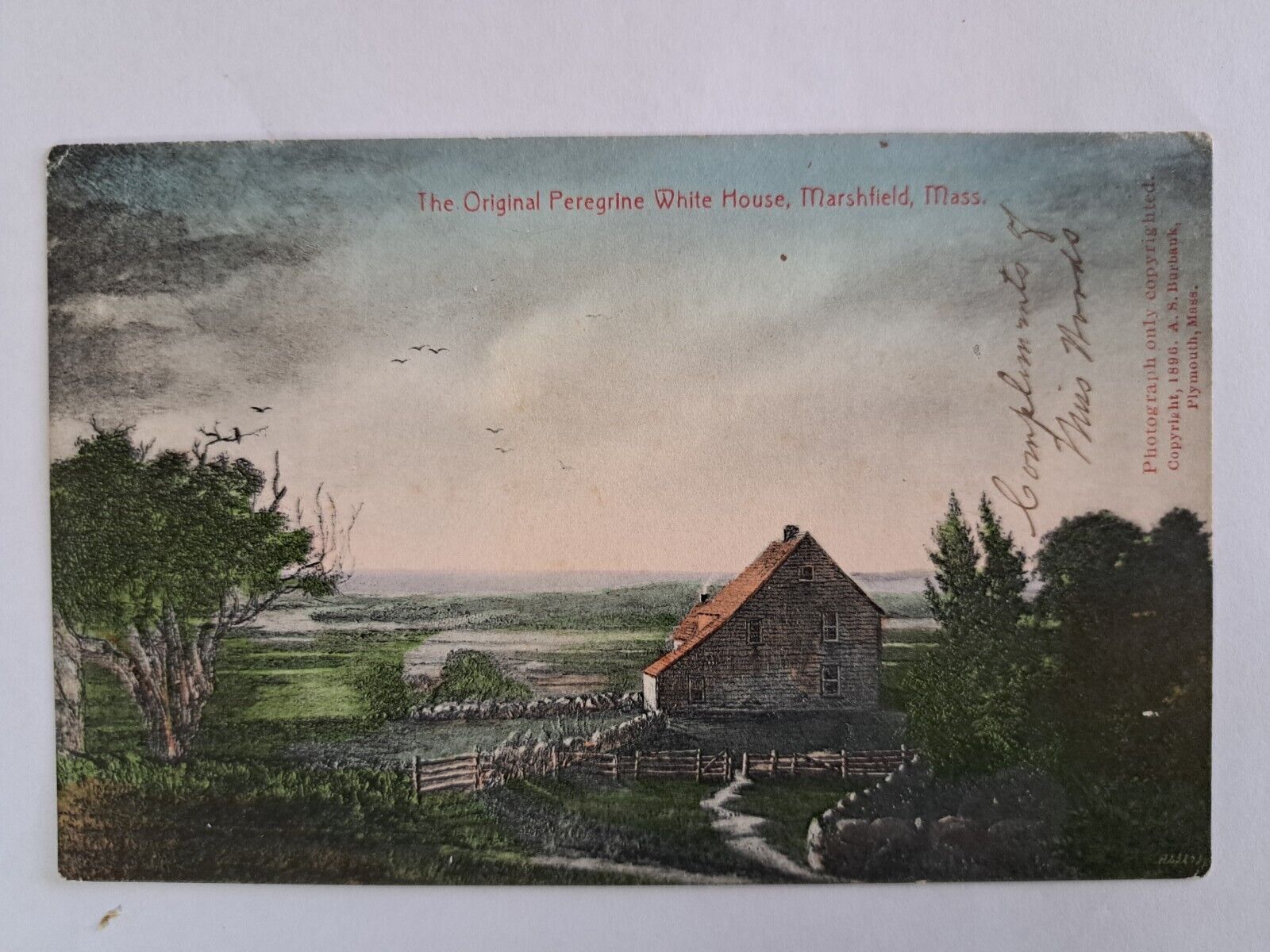 Postcard Original Peregrine White House Marshfield MA Massachusetts 