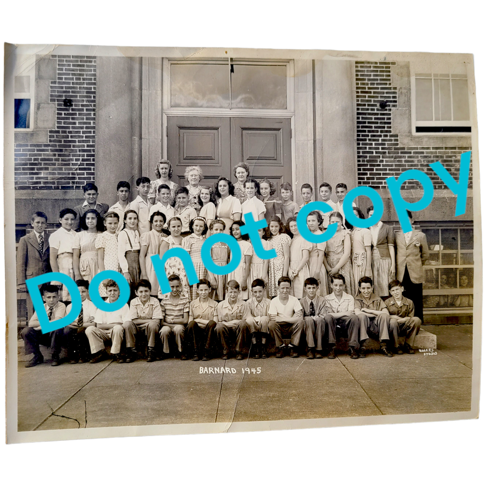 Vintage 1945 Barnard Elementary School NEW HAVEN CT Photo Connecticut WWII 1940s