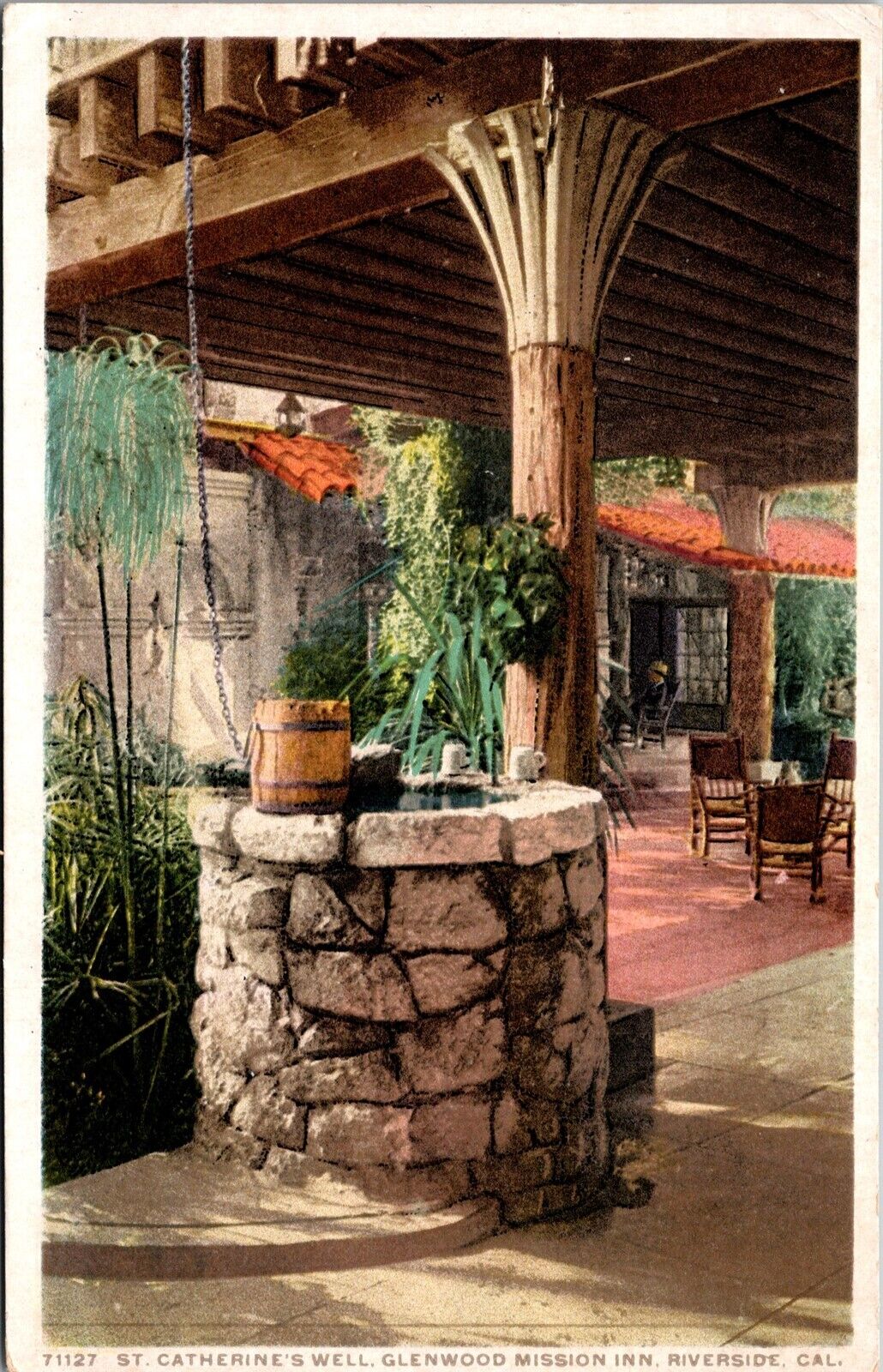 Vtg Riverside California CA St Catherines Well Glenwood Mission 1910s Postcard