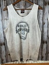 Harley Davidson Heritage HD Concord NH Gray Tie Dyed Tank T shirt Sz L Skull picture