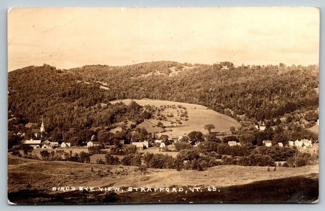 1936  RPPC  Strafford  Vermont  Bird's Eye View   Postcard