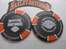 Black & Orange Poker Chip from Maidstone Harley Davidson, Kent, England picture