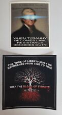 Thomas Jefferson STICKERS 2 pack LOT Anti Tyranny Pro Liberty TREE OF LIBERTY  picture