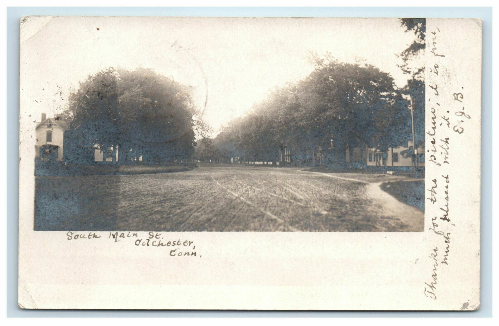 1906 Colchester CT Real Photo Postcard RPPC South Main St. Scene Cancel Postmark