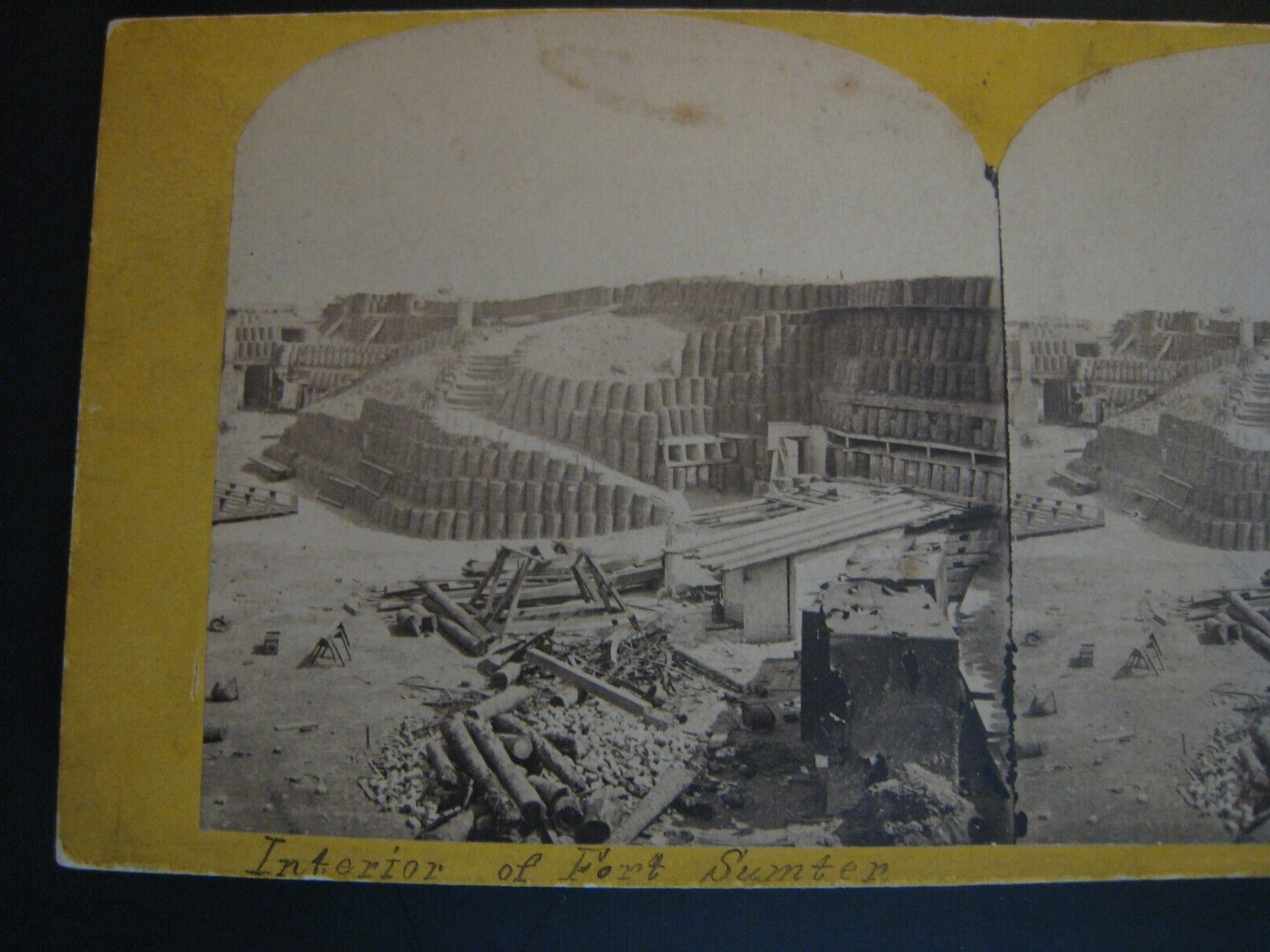 Original Civil War Stereoview ... \' Interior of Fort Sumter \', Charleston, S.C.
