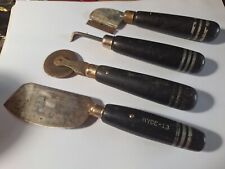 Lot of 4 VINTAGE HYDE WALL PAPER TOOLS - Cutters, scrapers - Woden Handles picture