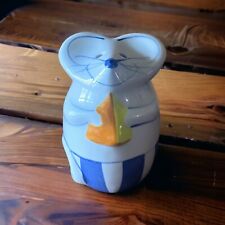 L Gates Mouse Cheese Shaker Container White Glazed Ceramic Hand Painted picture