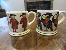 2 HISTORIC ROYAL PALACES ENGLAND RAVENS & HENRY VIII ENGLAND GUARD COFFEE MUG picture