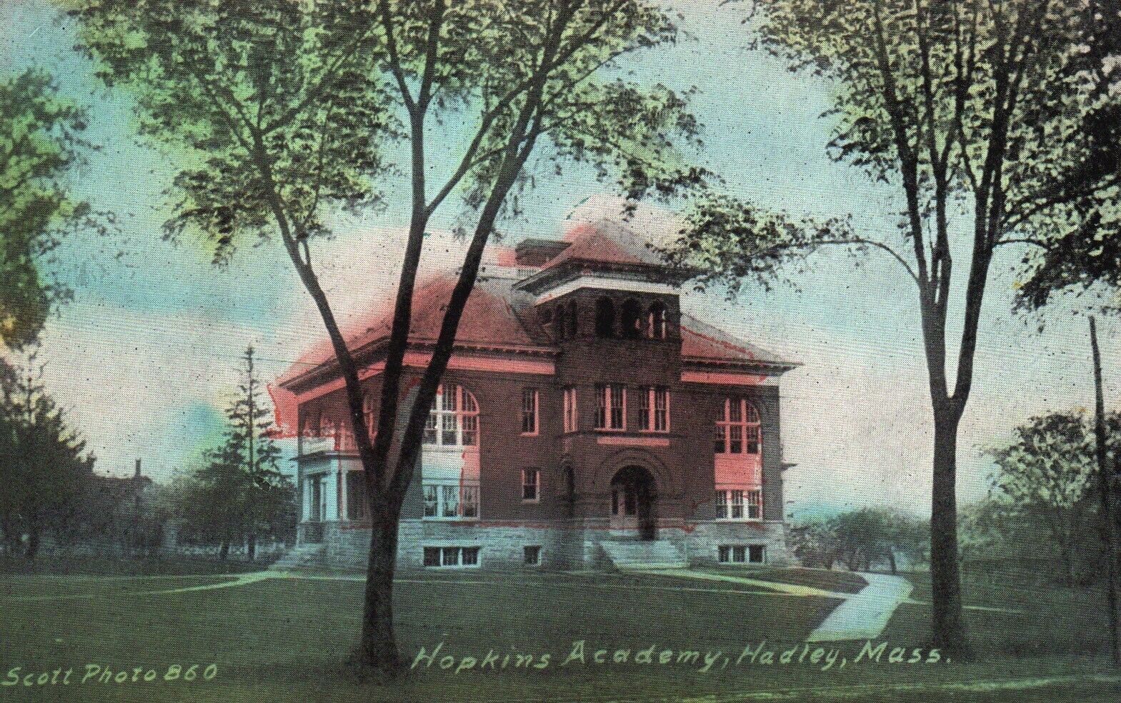 Hadley, Massachusetts, MA, Hopkins Academy, Unused Vintage Postcard a7404