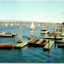 c1950s Newport Harbor, Cali. Sailboat Boat Marina Chrome Photo Postcard CA A63 picture
