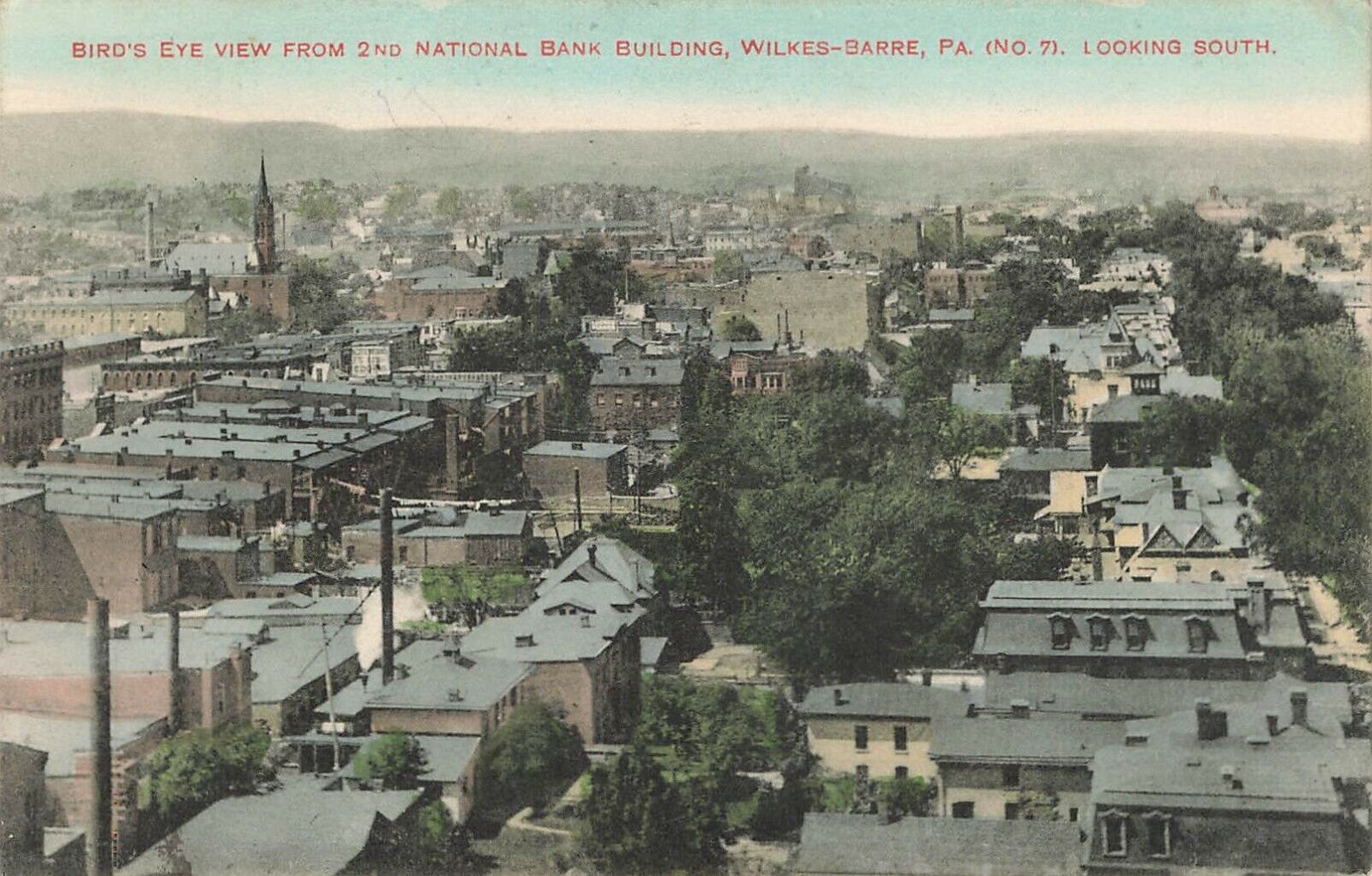 Bird's Eye View From 2nd National Bank Building Wilkes-Barre PA Postcard  