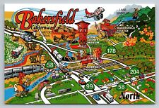 Bakersfield California Map Of Area Attractions Unposted Postcard picture