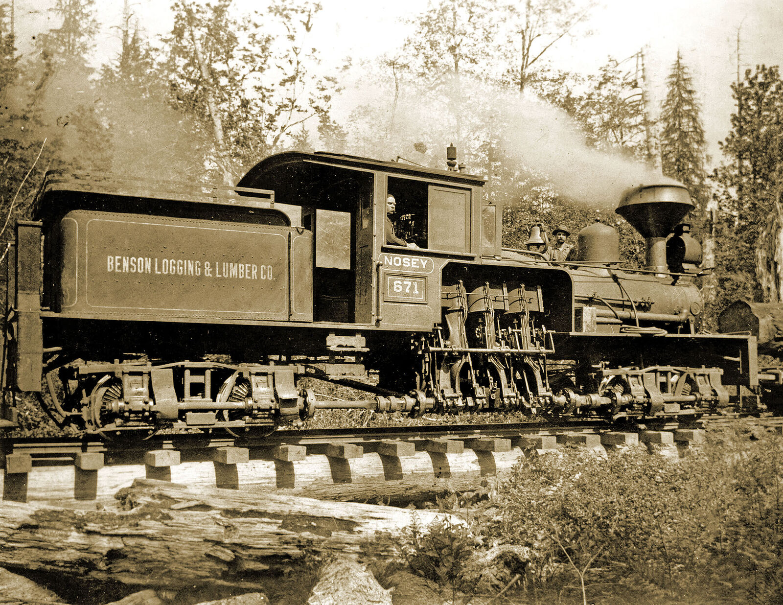 Benson Logging & Lumber Co Train, WA Vintage Old Photo 8.5\
