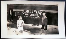 2 Boys - Airplane marked Chamberlin Air Lines New York Boston New England Photo  picture