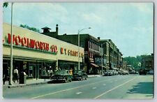 Postcard Main Street - Brattleboro Vermont w Woolworth 1963 picture