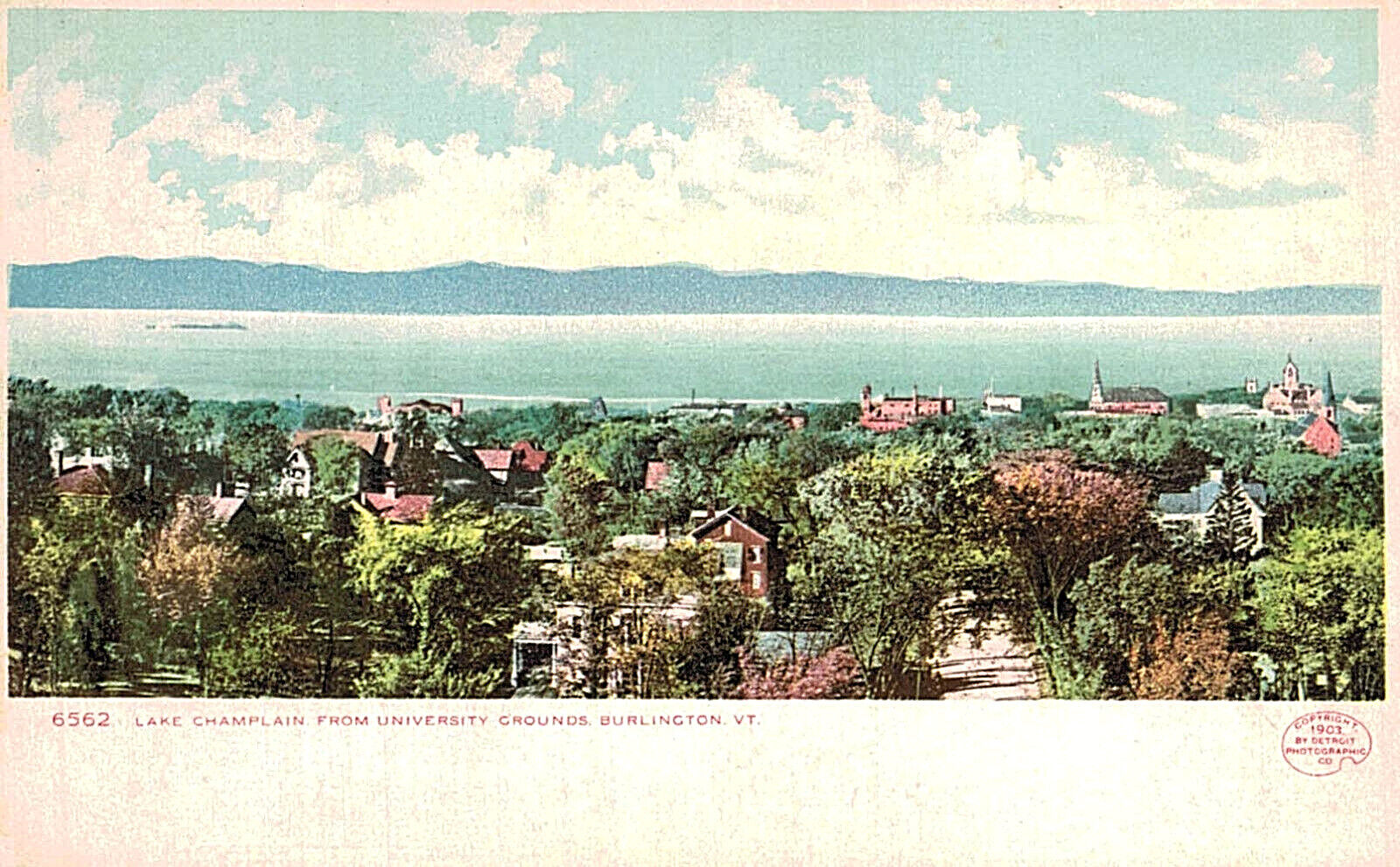 VIntage Postcard-#6562,Lake Champlain from University Grounds,Burlington, VT