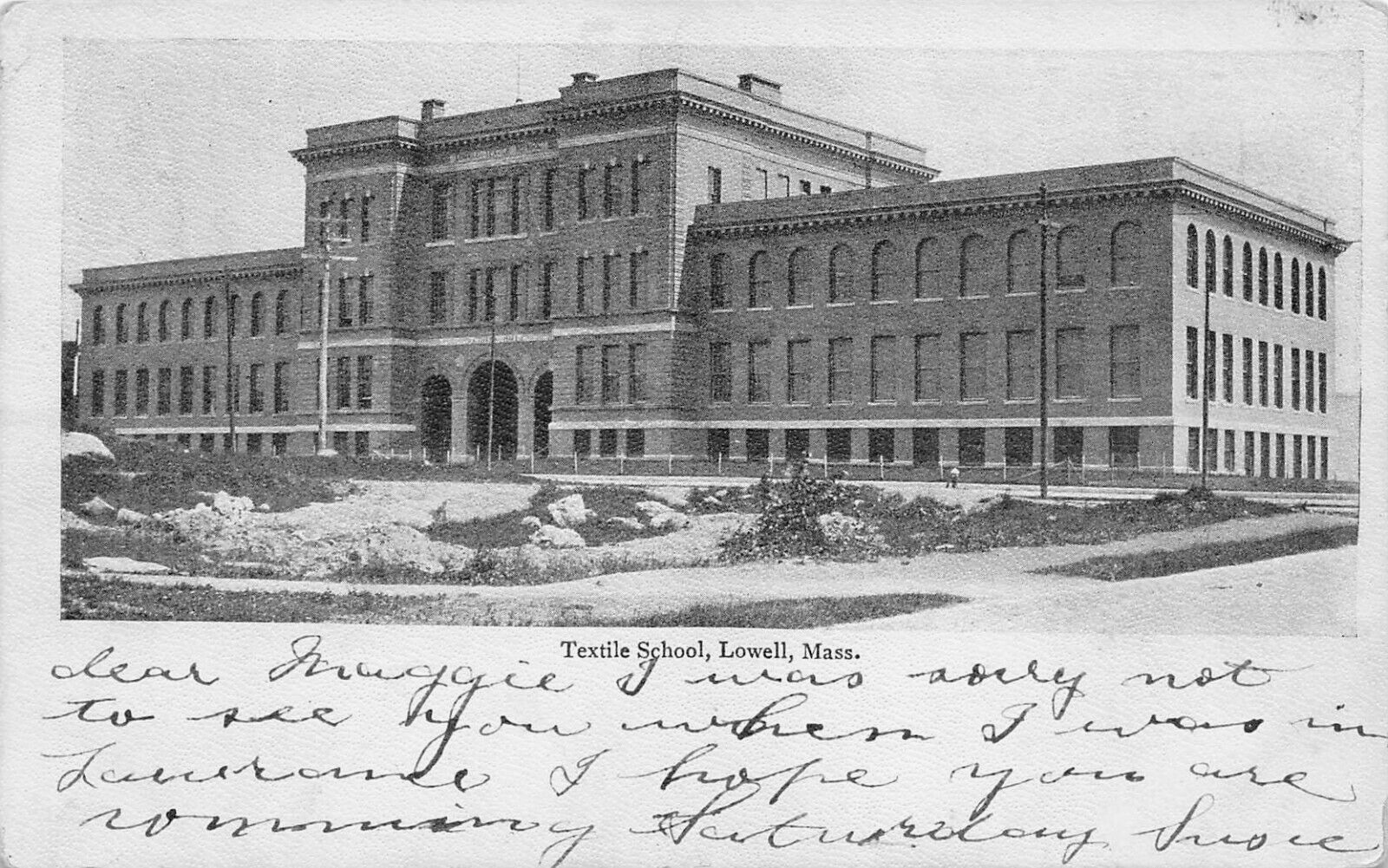 Textile School, Lowell, Massachusetts, Very Early Postcard, Used in 1906