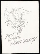 Milton Knight Signed Sketch Card Autographed Signature Cartoonist Hugo picture