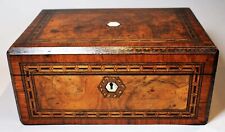English Mid 19th c. Tunbridge & M O P  Inlaid Burl Walnut Writing Box c. 1850 picture