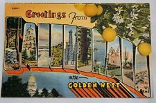 Large Letter Postcard ~ Greetings from California CA 1940s Golden West picture