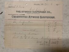 Swanton, VT 1895 Billhead Atwood Suspender Company, Vermont picture