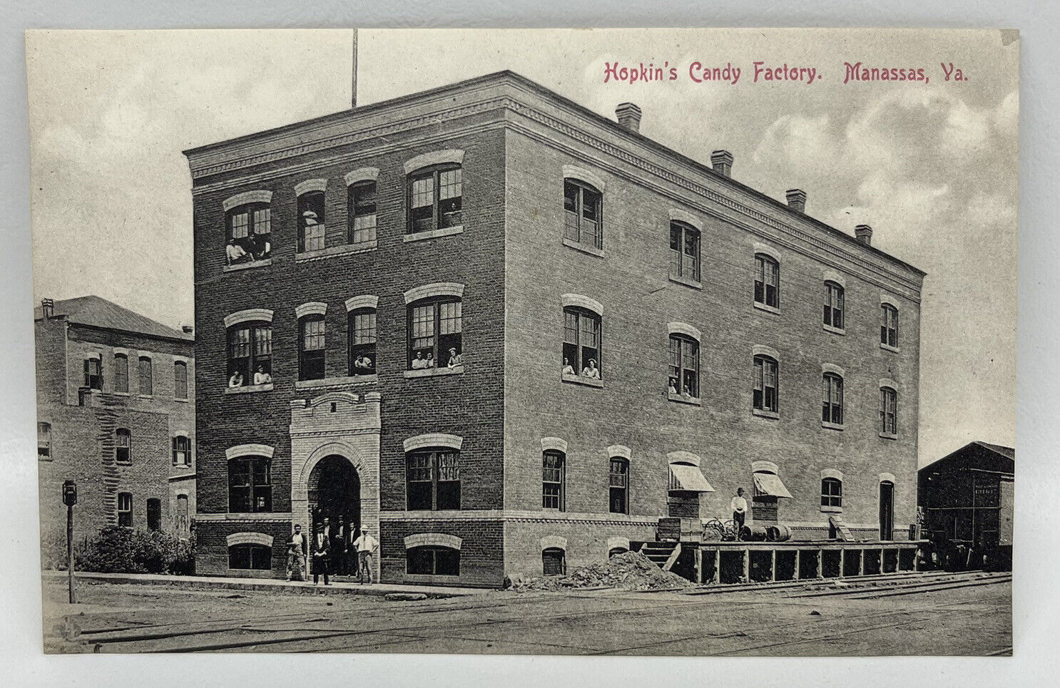 Vintage Postcard Manassas Virginia Hopkins Candy Factory Employees In Window