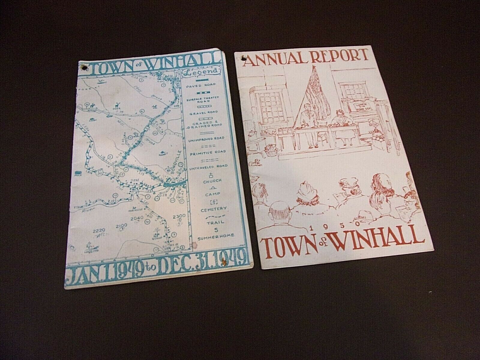 Vintage Town Of Winhall, Vermont Annual Reports 1949 & 1950