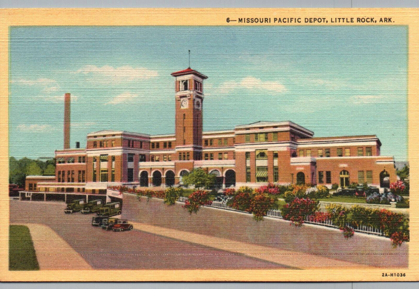 Little Rock AR Postcard Missouri Pacific Depot Train Station Linen Arkansas