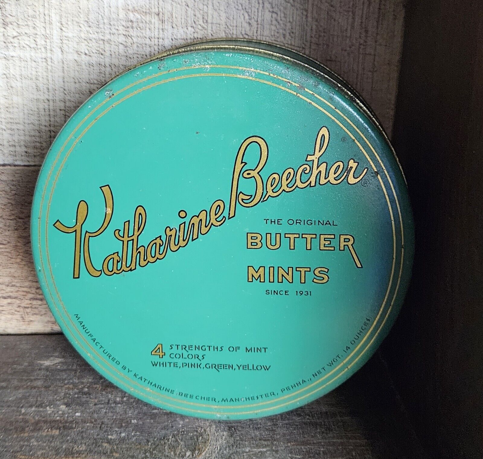 Vintage Katharine Beecher Butter Mints Candy Tin - Manchester Penna