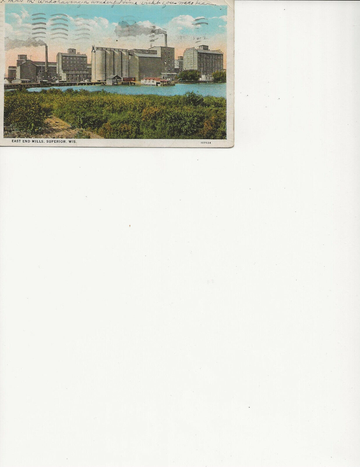 Superior, WI East End Mills Postcard,  1934