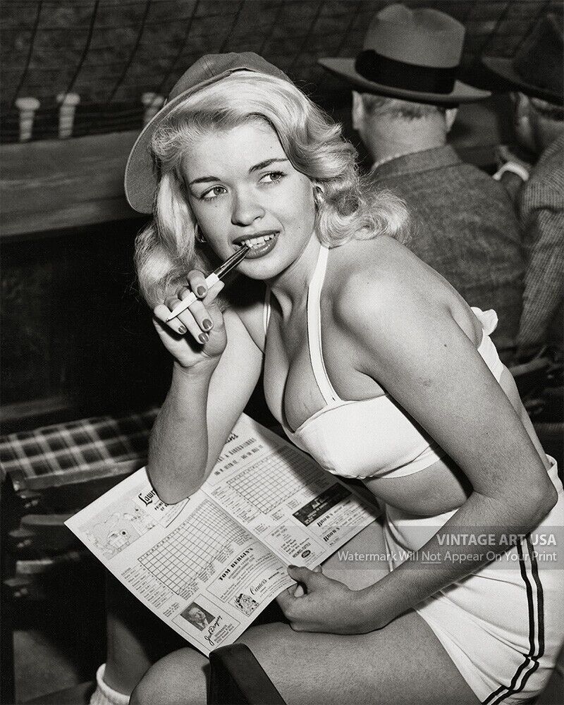 Jayne Mansfield Publicity Photo at Baseball Game - 1950s Pinup Cleavage Sexy