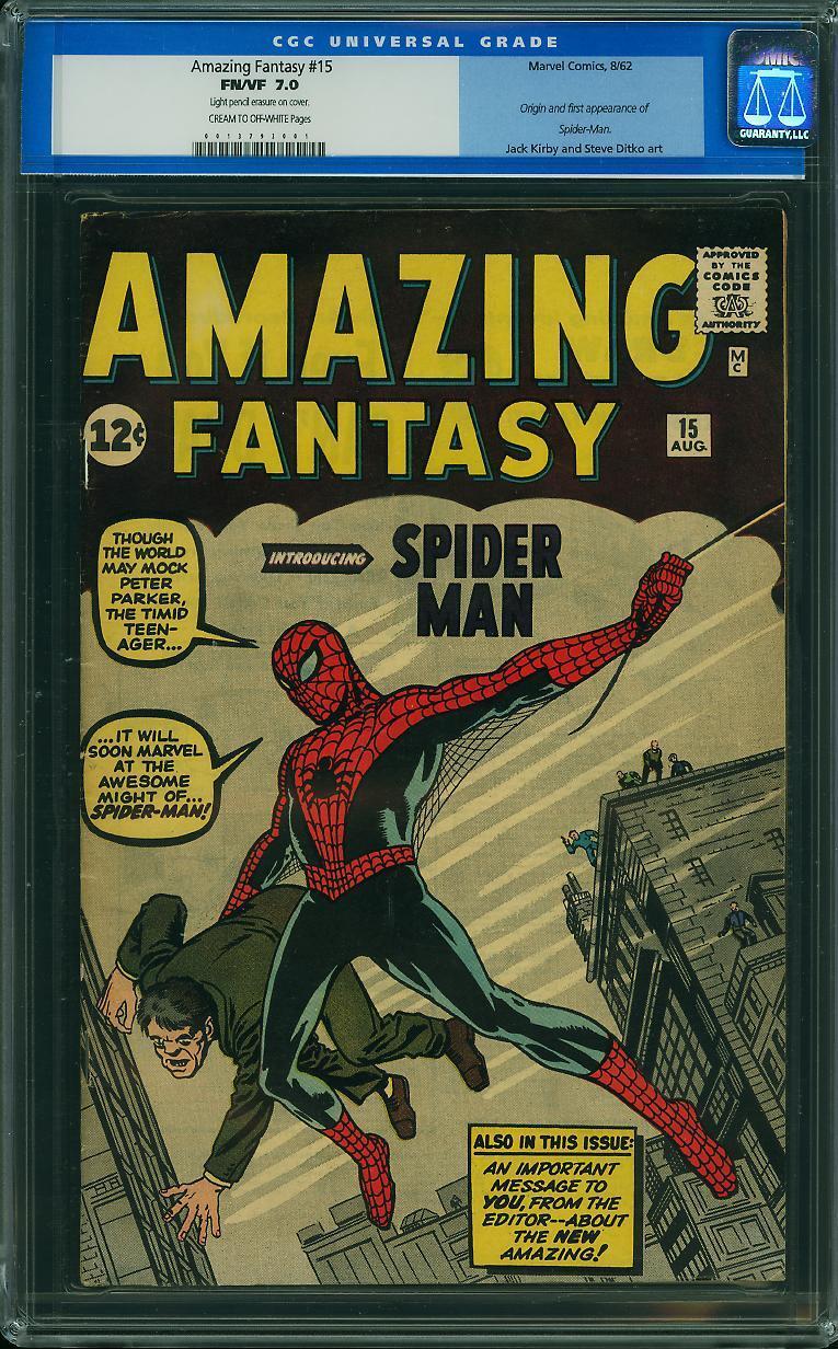 Amazing Fantasy 15 CGC OLD LABEL 7.0 1st appearance of Spider-Man Holy Grail