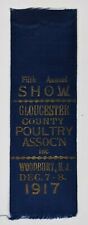 1917 Woodbury New Jersey Gloucester County Poultry Association VTG Blue Ribbon picture