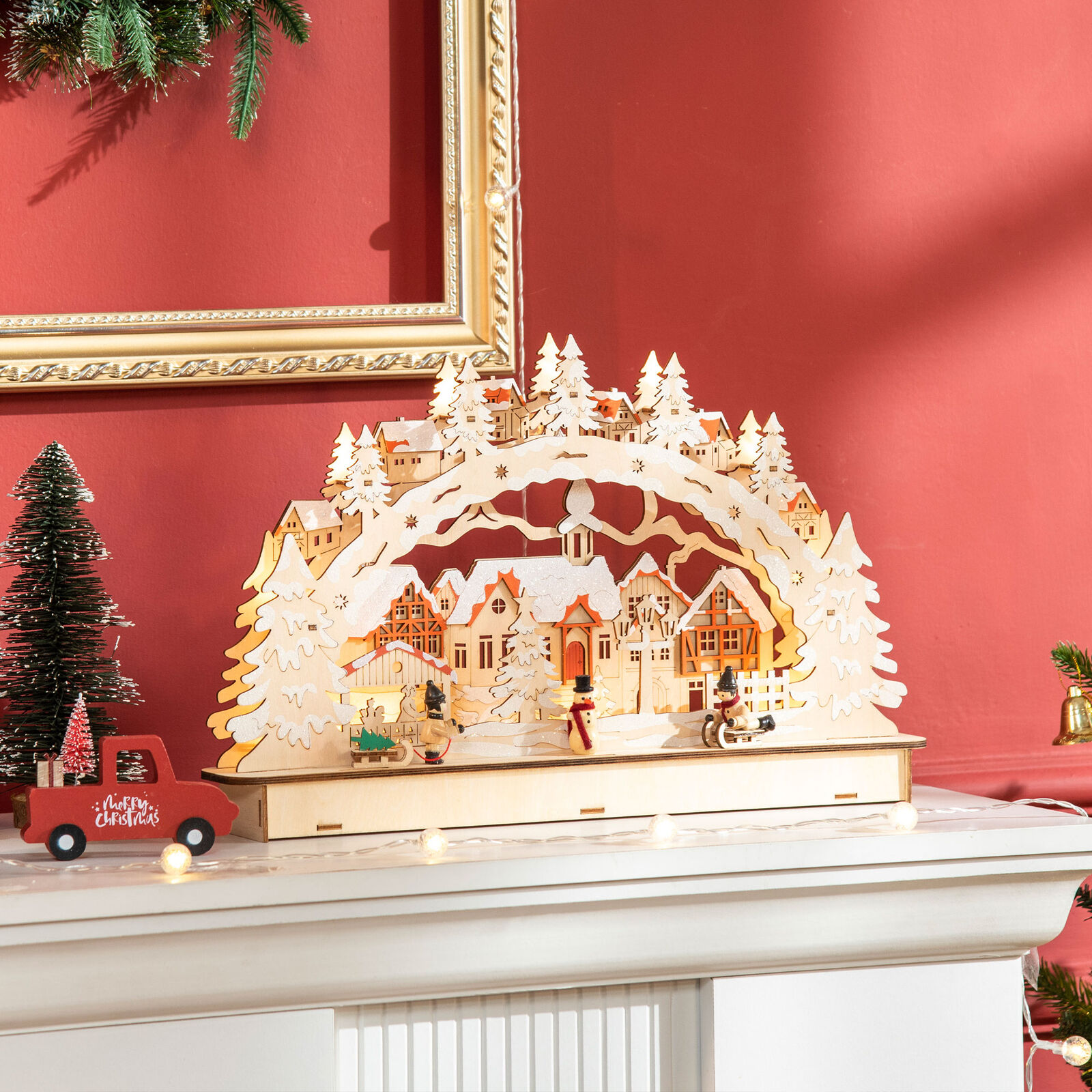 Christmas Village House Decoration Collection with Battery Operated LED Lights