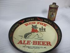 RED FOX ALE BEER TRAY & Cone Top Can Largay Brewing WATERBURY CT Vintage RARE picture